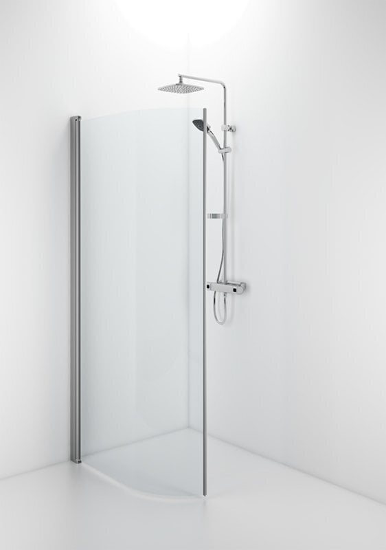 Pusapvalė dušo sienelė Ifö Space SBNK 900 Silver, skaidrus stiklas su rankenos profiliu kaina ir informacija | Dušo durys ir sienelės | pigu.lt