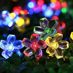Spalvingų gėlių girliandą su saulės baterija kaina ir informacija | Lauko šviestuvai | pigu.lt