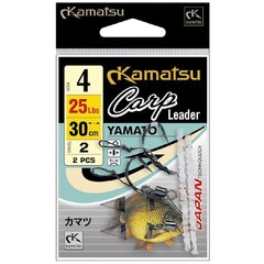 Kabliukai Su Pavadėliu KAMATSU Carp Leader Yamato 30cm Nr4 цена и информация | Крючки для рыбалки | pigu.lt