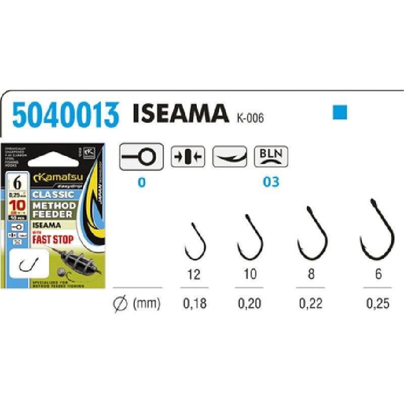 Kabliukai Su Pavadėliu KAMATSU Iseama Method Feeder Fast 10cm Nr.8 kaina ir informacija | Kabliukai žvejybai | pigu.lt