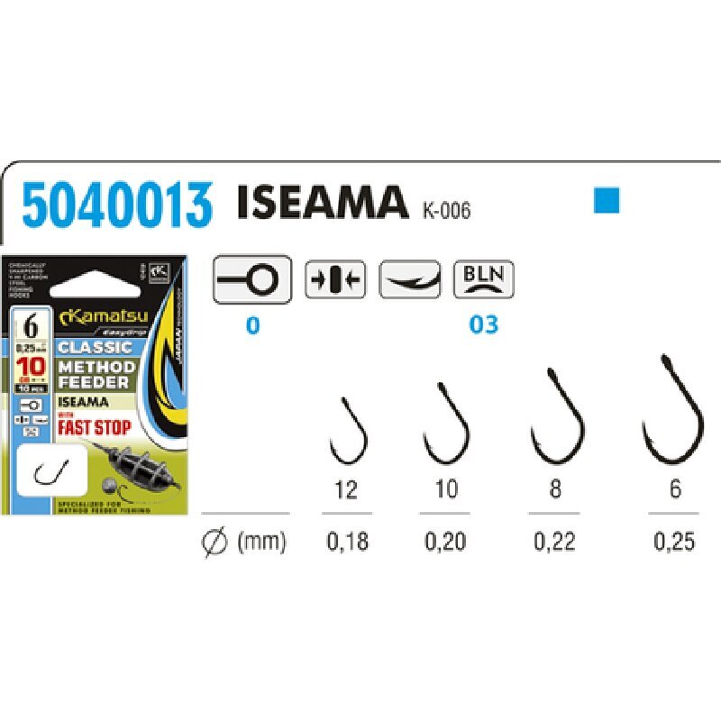 Kabliukai Su Pavadėliu KAMATSU Iseama Method Feeder Fast 10cm Nr.12 kaina ir informacija | Kabliukai žvejybai | pigu.lt