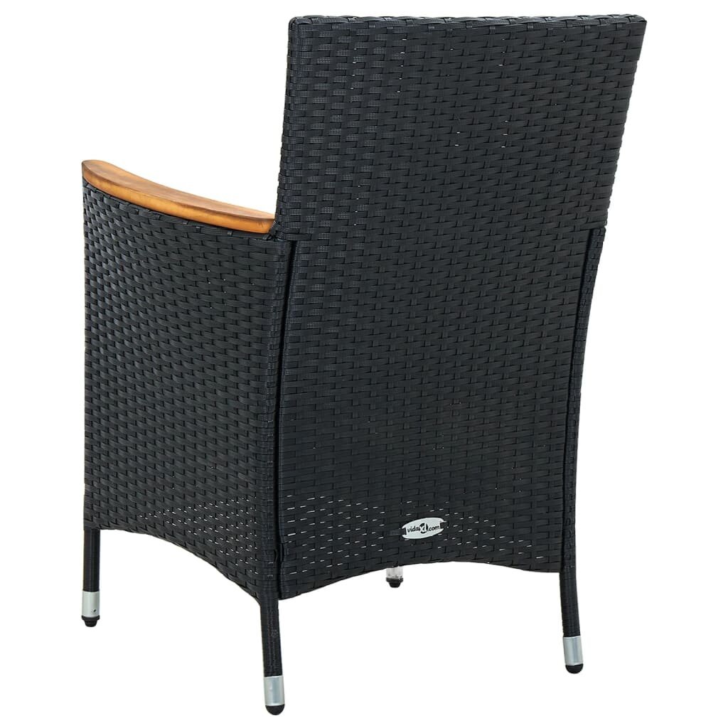 vidaXL Sodo valgomojo kėdės, 4vnt., juodos spalvos, poliratanas kaina ir informacija | Lauko kėdės, foteliai, pufai | pigu.lt