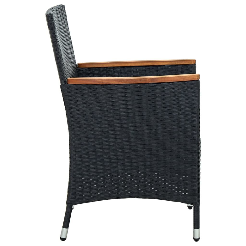 vidaXL Sodo valgomojo kėdės, 4vnt., juodos spalvos, poliratanas kaina ir informacija | Lauko kėdės, foteliai, pufai | pigu.lt
