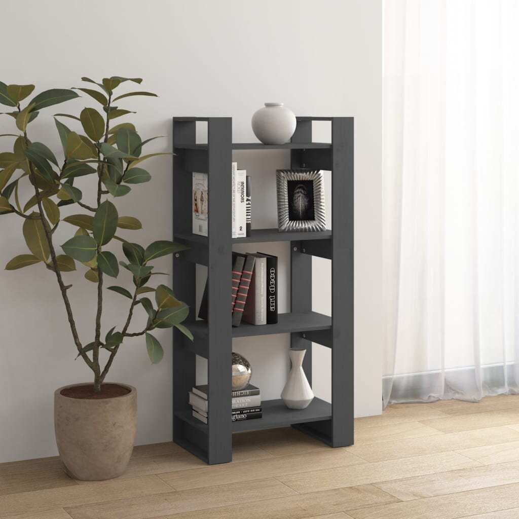 vidaXL Spintelė knygoms/kambario pertvara, pilka, 60x35x125cm, mediena kaina ir informacija | Lentynos | pigu.lt