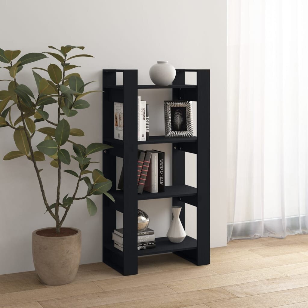 vidaXL Spintelė knygoms/kambario pertvara, juoda, 60x35x125cm, mediena kaina ir informacija | Lentynos | pigu.lt