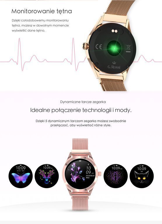 G. Rossi SW017 Gold/White цена и информация | Išmanieji laikrodžiai (smartwatch) | pigu.lt