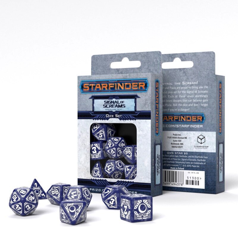 Kauliukų rinkinys Starfinder: Signal Of Screams tamsiai mėlynos ir baltos spalvos цена и информация | Stalo žaidimai, galvosūkiai | pigu.lt