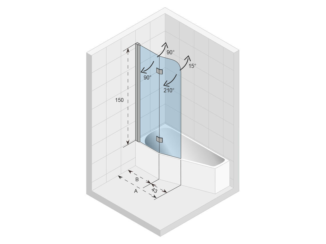 Sulankstoma vonios sienelė RIHO Novik Z500 100 cm kaina ir informacija | Priedai vonioms, dušo kabinoms | pigu.lt