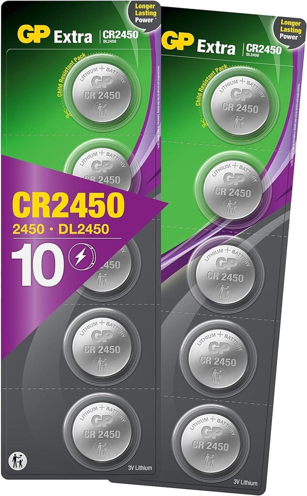 GP Battery CR2450 DL2450 10vnt. kaina ir informacija | Elementai | pigu.lt