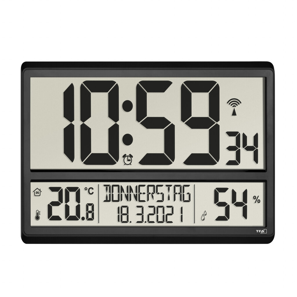 Skaitmeninis XL radijo bangomis valdomas laikrodis su kambario klimatu 60.4520 kaina ir informacija | Laikrodžiai | pigu.lt