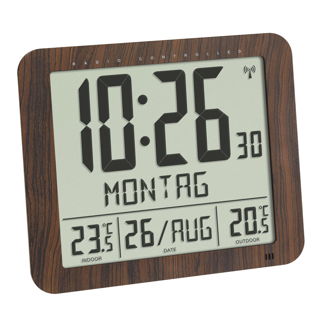 Skaitmeninis radijo bangomis valdomas laikrodis TFA su išorine ir vidine temperatūra 60.4518 kaina ir informacija | Laikrodžiai | pigu.lt