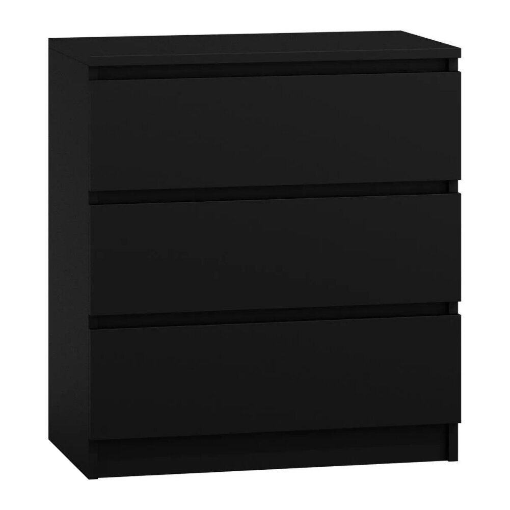 Komoda 3xEliving DEMI su 3 stalčiais, 70 cm, spalva: Juodas kaina ir informacija | Komodos | pigu.lt
