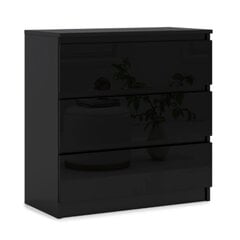 Komoda 3xEliving DEMI su 3 stalčiais, 70 cm, spalva: Juodas/juodas blizgesys kaina ir informacija | Komodos | pigu.lt