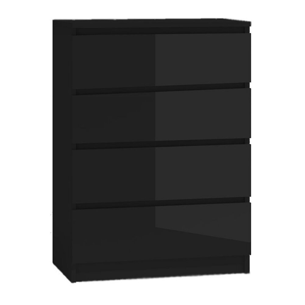 Komoda 3xEliving DEMI su 4 stalčiais, 70 cm, spalva: Juodas kaina ir informacija | Komodos | pigu.lt