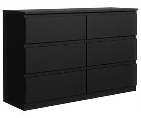 Komoda 3xEliving DEMI su 6 stalčiais, 120 cm, spalva: Juodas kaina ir informacija | Komodos | pigu.lt