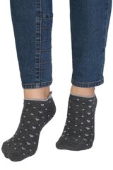 Хлопковые укороченные (спортивные) носки тёмно-серого цвета с узором в горошек и блестящим сердцем RUBY цена и информация | Женские носки | pigu.lt