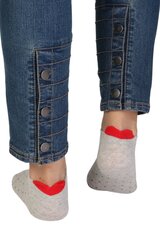 Хлопковые укороченные (спортивные) носки серого цвета с узором в маленький горошек и красным сердцем RUBY цена и информация | Женские носки | pigu.lt