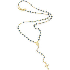 Amen Оригинальные позолоченные четки с голубыми кристаллами Rosary CROGBL4 цена и информация | Украшения на шею | pigu.lt