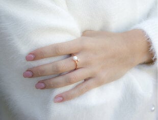 Beneto Открытое бронзовое кольцо с настоящим жемчугом и цирконом AGG469P-RG цена и информация | Кольца | pigu.lt