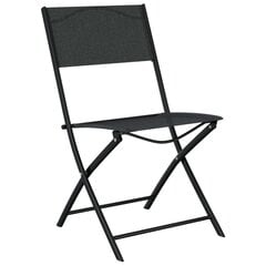 vidaXL Sulankstomos lauko kėdės, 2vnt., juodos, plienas ir tekstilenas kaina ir informacija | Lauko kėdės, foteliai, pufai | pigu.lt