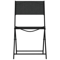 vidaXL Sulankstomos lauko kėdės, 2vnt., juodos, plienas ir tekstilenas kaina ir informacija | Lauko kėdės, foteliai, pufai | pigu.lt