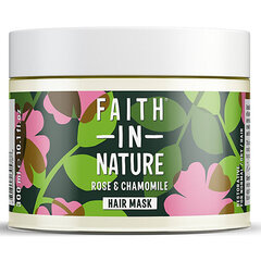 Atkuriamoji kaukė sausiems plaukams Faith In Nature Hair Mask Rose & Chamomile, 300 ml kaina ir informacija | Priemonės plaukų stiprinimui | pigu.lt