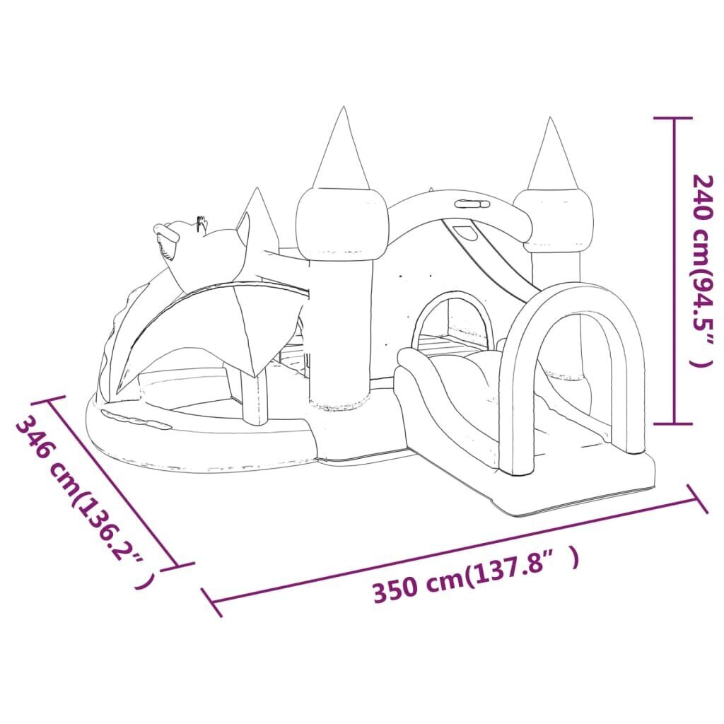 Pripučiamas batutas su čiuožykla, 350x346x240 cm, PVC kaina ir informacija | Pripučiamos ir paplūdimio prekės | pigu.lt