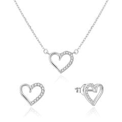 Romantiškas sidabro papuošalų rinkinys širdelės Beneto AGSET242L kaina ir informacija | Papuošalų rinkiniai | pigu.lt