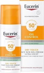 Gelinis kremas nuo saulės Eucerin Sun Oil Control Dry Touch SPF 50+, 50 ml kaina ir informacija | Kremai nuo saulės | pigu.lt