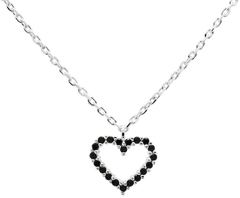 Aidabrinis kaklo papuošalas su širdele PDPaola Black Heart Silver CO02-221-U цена и информация | Kaklo papuošalai | pigu.lt