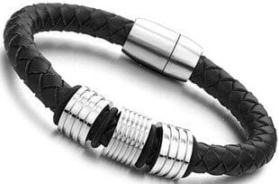 Troli Мужской кожаный браслет со стальной окантовкой цена и информация | Мужские украшения | pigu.lt