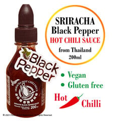 Sriracha aštrus čili padažas su juodaisiais pipirais, SRIRACHA HOT Chilli sauce with Black Peper, Flying Goose Brand, 200ml. kaina ir informacija | Padažai | pigu.lt