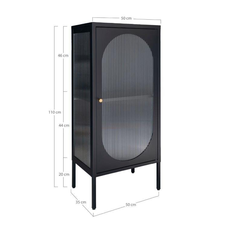 Vitrina Adelaide, 50x35x110 cm, juoda kaina ir informacija | Vitrinos, indaujos | pigu.lt
