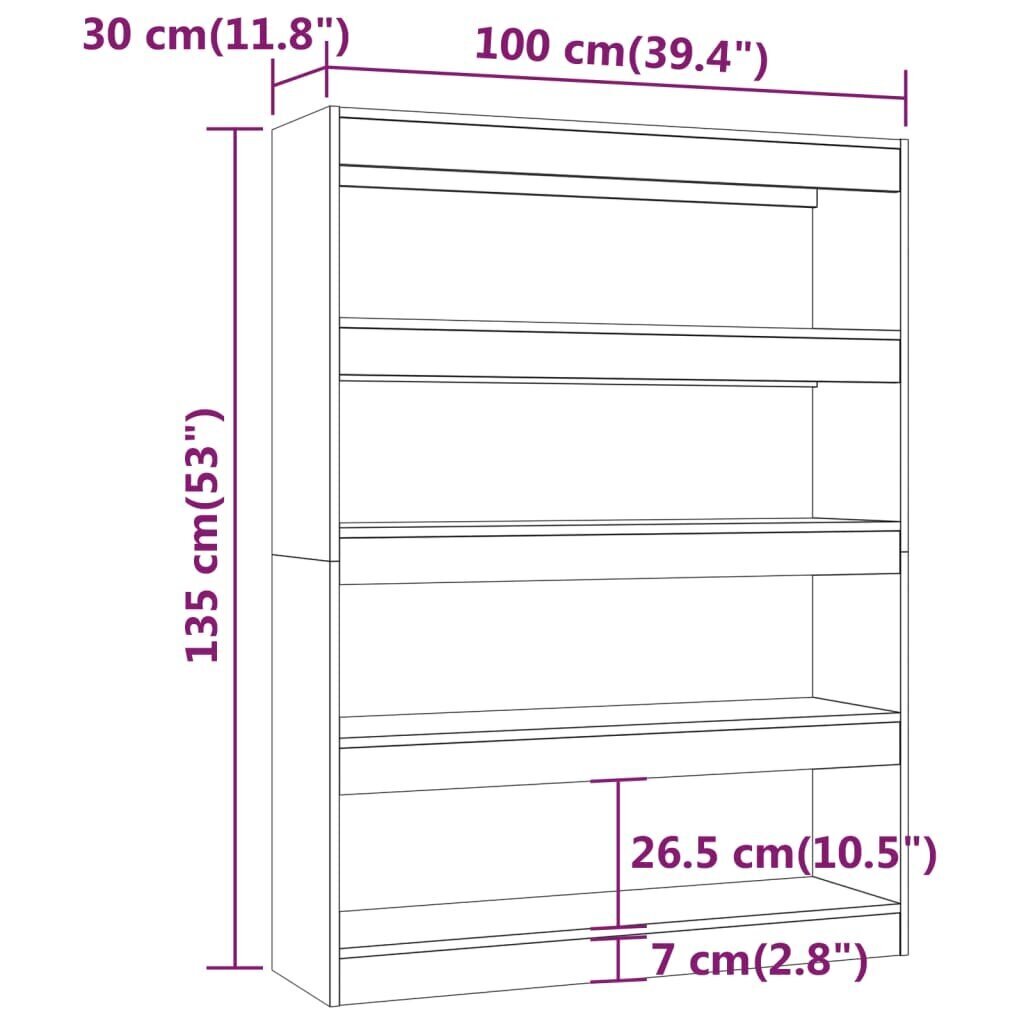 Lentyna vidaXL, 100x30x135 cm, balta kaina ir informacija | Lentynos | pigu.lt