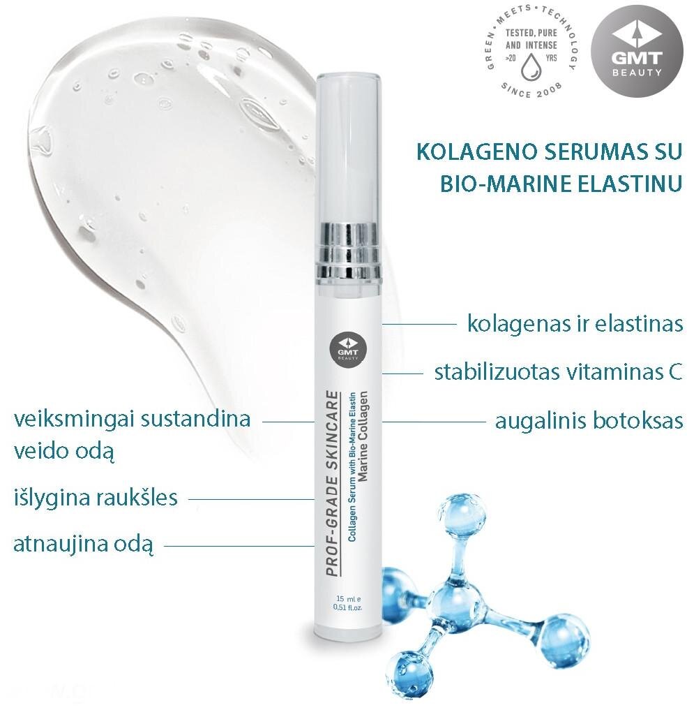 Kolageno serumas su Bio-Marine elastinu GMT Beauty Collagen Serum With Bio-Marine Elastin, 15 ml kaina ir informacija | Paakių kremai, serumai | pigu.lt