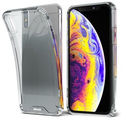 Moozy Xframe Smūgiams Atsparus Dėklas iPhone X, iPhone XS - Skaidrus Hibridinis Dangtelis su Smūgius Sugeriančiu TPU Apvadu kaina ir informacija | Telefono dėklai | pigu.lt