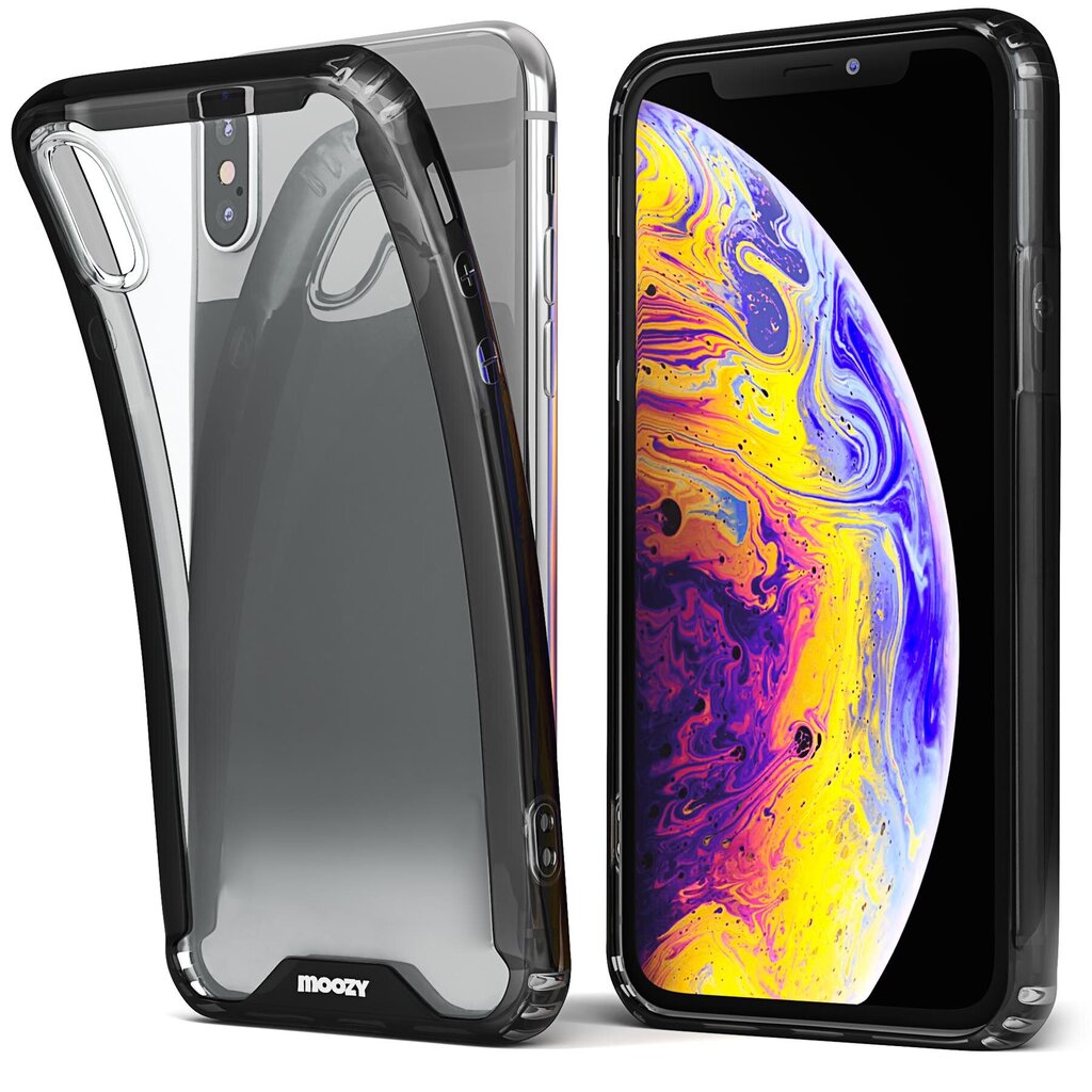 Противоударный чехол Moozy Xframe для iPhone X, iPhone XS – Двухцветный  прозрачный гибридный чехол с черным амортизирующим ободком из ТПУ цена |  pigu.lt