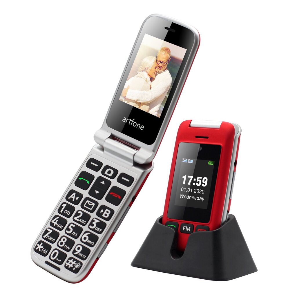 Senjorų telefonas Artfone C10 Red kaina ir informacija | Mobilieji telefonai | pigu.lt