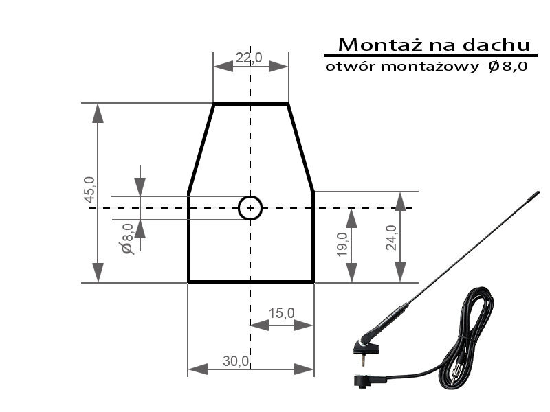 Reguliuojama automobilninė antena Blow FMD340 kaina ir informacija | Auto reikmenys | pigu.lt