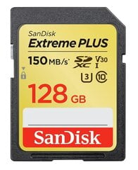 SanDisk Extreme Plus SDXC 128GB 190MB/s цена и информация | Карты памяти для фотоаппаратов, камер | pigu.lt