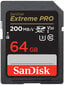 Sandisk memory card SDXC 64GB Extreme Pro kaina ir informacija | Atminties kortelės telefonams | pigu.lt