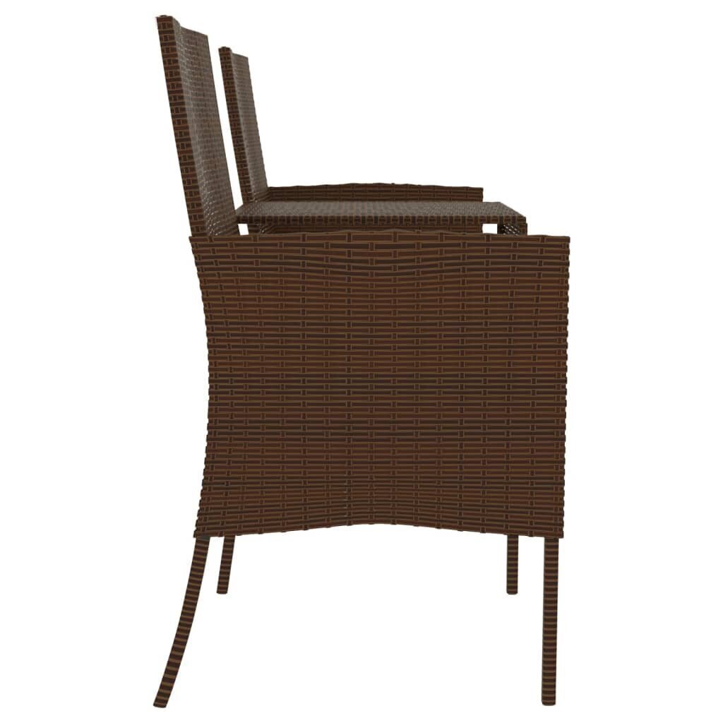 Dvivietė vidaXL sodo sofa su arbatos staliuku, rudos spalvos kaina ir informacija | Lauko kėdės, foteliai, pufai | pigu.lt