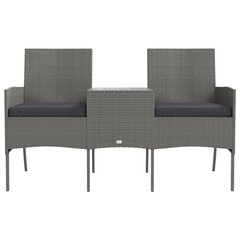 Dvivietė vidaXL sodo sofa su arbatos staliuku, pilkos spalvos kaina ir informacija | Lauko kėdės, foteliai, pufai | pigu.lt