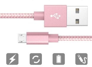 USB Micro Kabelys Zenwire Quick Charge 3.0 1.5m Pink Pink Skirtas Samsung S4 S5 S6 S7 J3 J5 J7 Ir Kt. kaina ir informacija | Laidai telefonams | pigu.lt