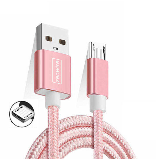 USB Micro Kabelys Zenwire Quick Charge 3.0 1.5m Pink Pink Skirtas Samsung S4 S5 S6 S7 J3 J5 J7 Ir Kt. цена и информация | Laidai telefonams | pigu.lt