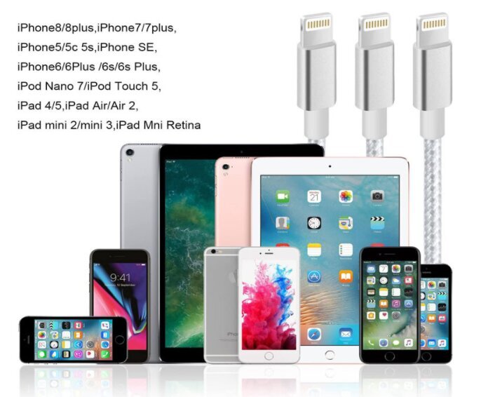 USB įkroviklio kabelis LIGHTNING iPad iPhone Quick Charge 3.0 1,5 m kaina ir informacija | Laidai telefonams | pigu.lt