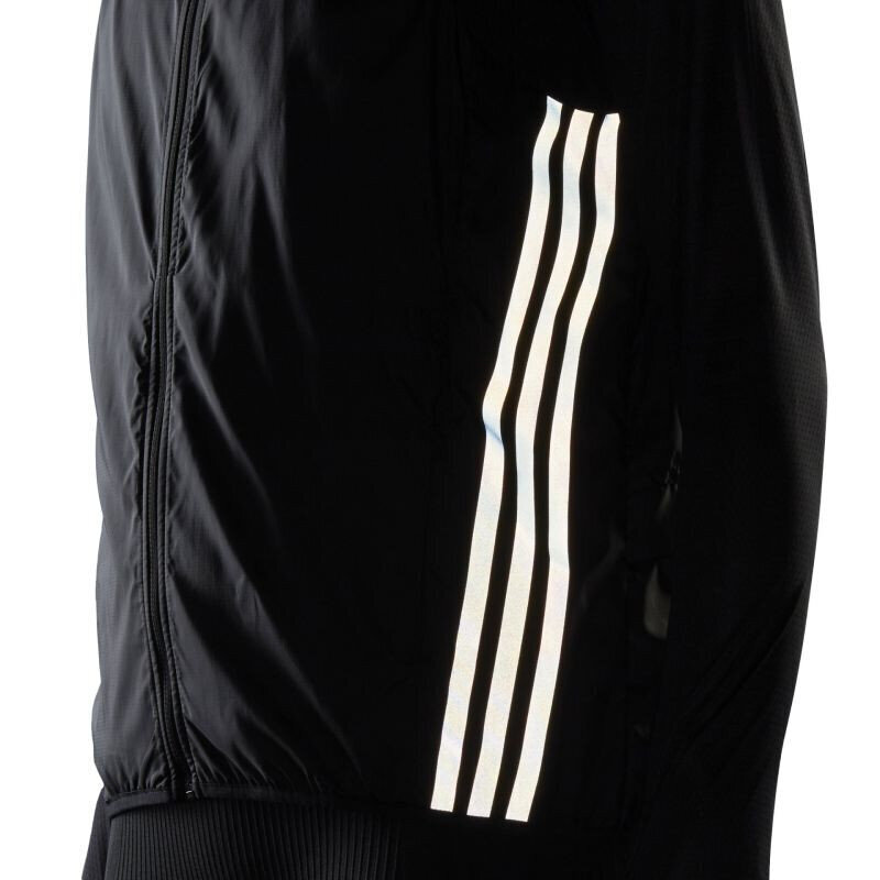 Sriukė moterims Adidas Run Icon 3-Stripes Running Wind Vest W H56805, juoda цена и информация | Striukės moterims | pigu.lt