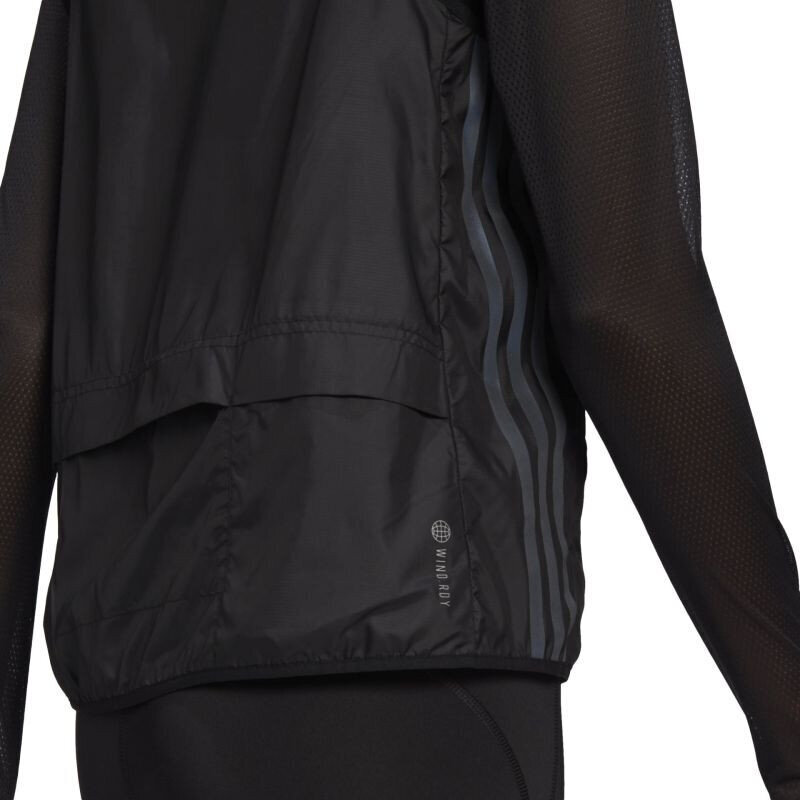 Sriukė moterims Adidas Run Icon 3-Stripes Running Wind Vest W H56805, juoda цена и информация | Striukės moterims | pigu.lt