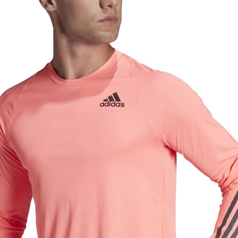 Marškinėliai vyrams Adidas Run Icon Full Reflective 3-Stripes Long Sleeve Tee M HE2467, rožiniai kaina ir informacija | Sportinė apranga vyrams | pigu.lt