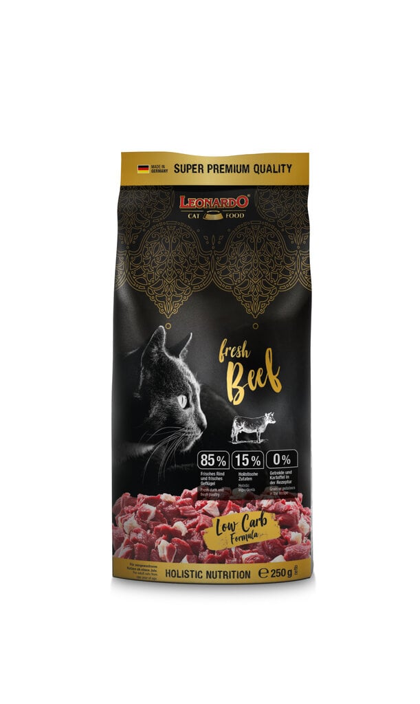 Leonardo Fresh Beef & Poultry katėms su jautiena ir naminiais paukščiais 250 g цена и информация | Sausas maistas katėms | pigu.lt